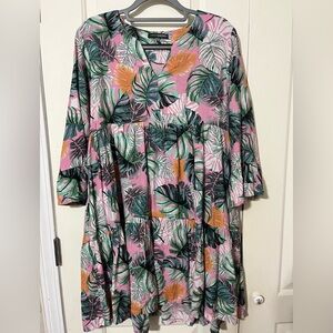 Tropical Leaf Print Dress